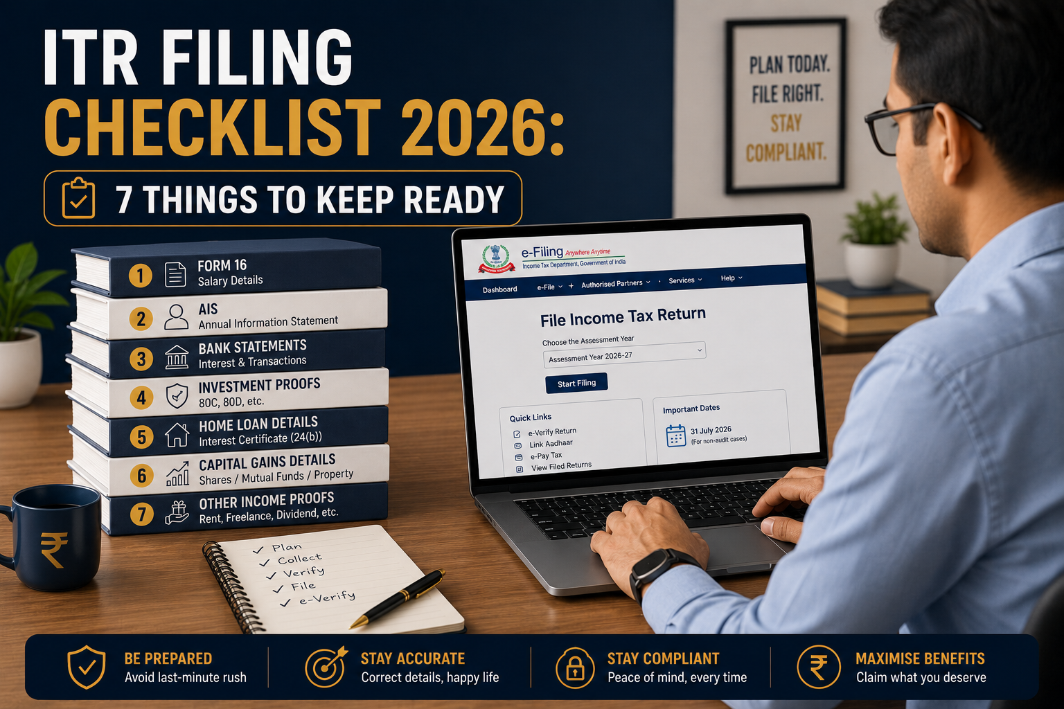 Filing Status Checklist ITR Filing Checklist for AY 2026-27: 7 Things Salaried Taxpayers Must ...